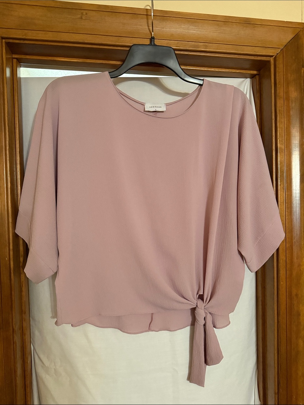 a new day dusty mauve tie-front short sleeve blouse